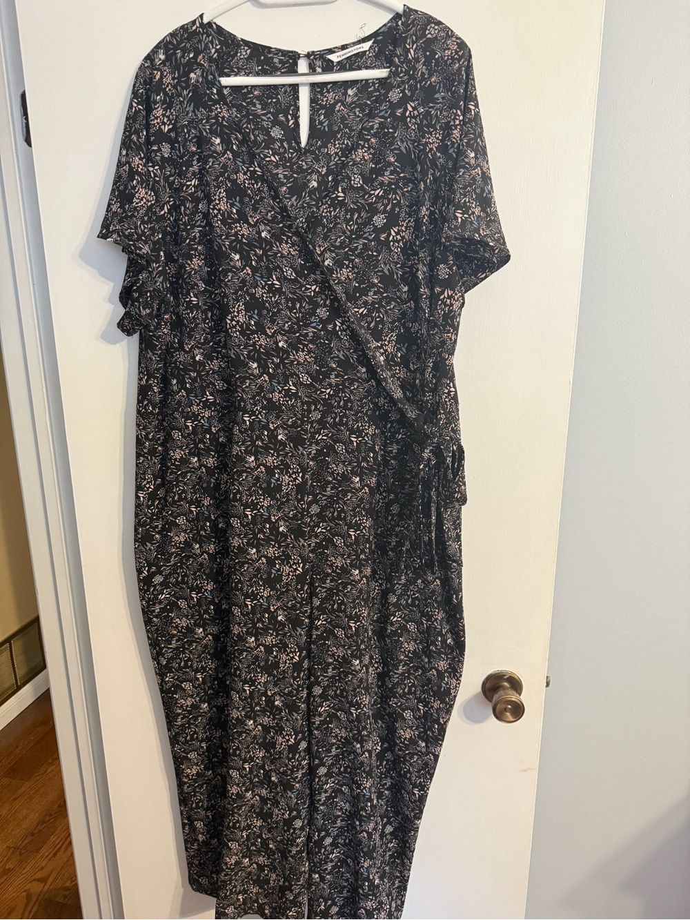 Floral Wrap Romper in Black and Blush